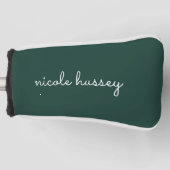 Emerald Green Script | Stilvolle Monogram Modern Golf Headcover (Vorderseite)