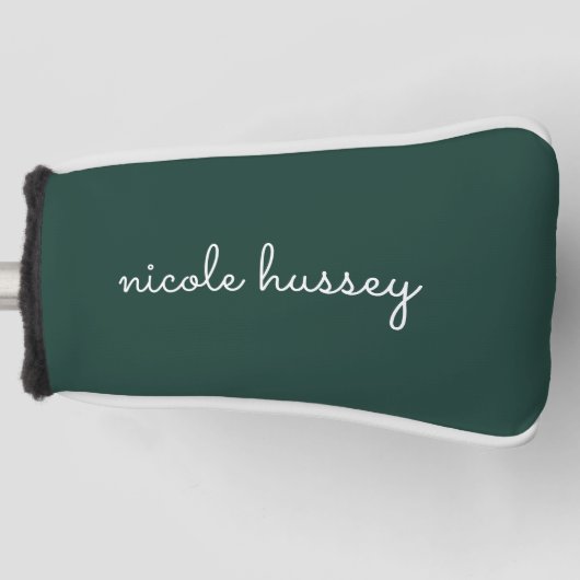 Emerald Green Script | Stilvolle Monogram Modern Golf Headcover (Vorderseite)