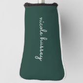 Emerald Green Script | Stilvolle Monogram Modern Golf Headcover (Rotieren 90)