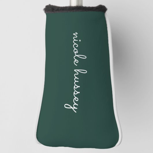 Emerald Green Script | Stilvolle Monogram Modern Golf Headcover (Rotieren 90)