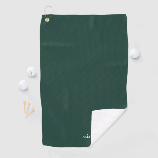 Emerald Green Script | Stilvolle Monogram Modern Golfhandtuch (Insitu)
