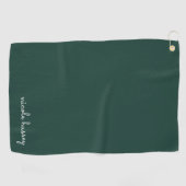 Emerald Green Script | Stilvolle Monogram Modern Golfhandtuch (Horizontal)
