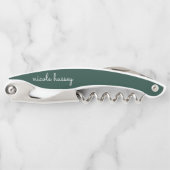 Emerald Green Script | Stilvolle Monogram Modern Kellnermesser (Vorderseite)