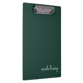 Emerald Green Script | Stilvolle Monogram Modern Klemmbrett (Rechts)