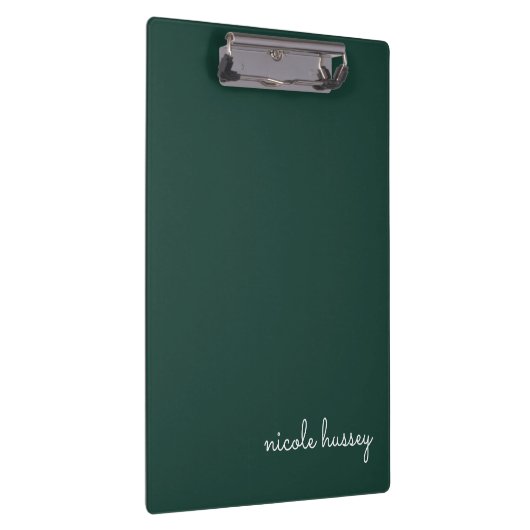 Emerald Green Script | Stilvolle Monogram Modern Klemmbrett (Rechts)