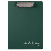 Emerald Green Script | Stilvolle Monogram Modern Klemmbrett (Vorderseite)