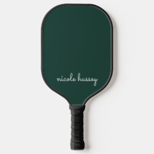 Emerald Green Script Stilvolle Monogram Modern Pickleball Schläger