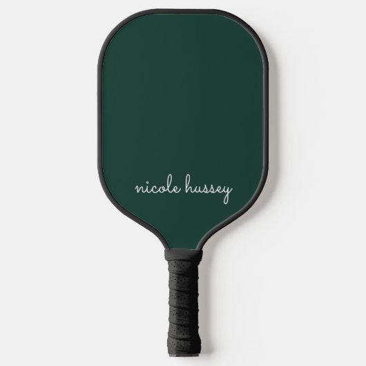 Emerald Green Script | Stilvolle Monogram Modern Pickleball Schläger (Vorderseite)