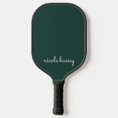 Emerald Green Script | Stilvolle Monogram Modern Pickleball Schläger (Rückseite)
