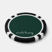 Emerald Green Script | Stilvolle Monogram Modern Pokerchips (Einzeln)