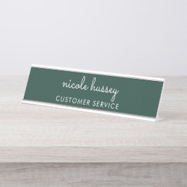 Emerald Green Script | Stilvolle Monogram Modern Schreibtischnamensplakette