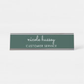 Emerald Green Script | Stilvolle Monogram Modern Schreibtischnamensplakette (Vorderseite )