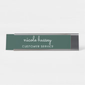 Emerald Green Script | Stilvolle Monogram Modern Schreibtischnamensplakette (Vorderseite )