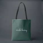 Emerald Green Script | Stilvolle Monogram Modern Tasche<br><div class="desc">Ein einfaches,  individuelles Monogramm-Design in lässiger Handschrift in auffallendem einfarbigem smaragdgrün und weiß. Das Monogramm kann leicht personalisiert sein,  um ein Design so einzigartig wie Sie sind zu machen! Das perfekte trendige Geschenk oder Accessoire für jeden Anlass.</div>