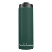 Emerald Green Script | Stilvolle Monogram Modern Thermosbecher (Vorderseite)