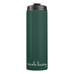 Emerald Green Script   Stilvolle Monogram Modern Thermosbecher