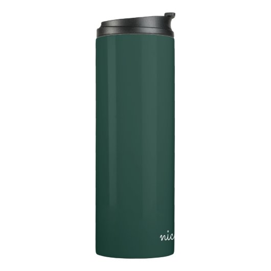 Emerald Green Script | Stilvolle Monogram Modern Thermosbecher (Nach links gedreht)