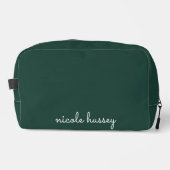Emerald Green Script | Stilvolle Monogram Modern Waschbeutel (Vorderseite)