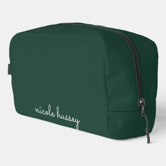 Emerald Green Script | Stilvolle Monogram Modern Waschbeutel (Rechte Ecke)