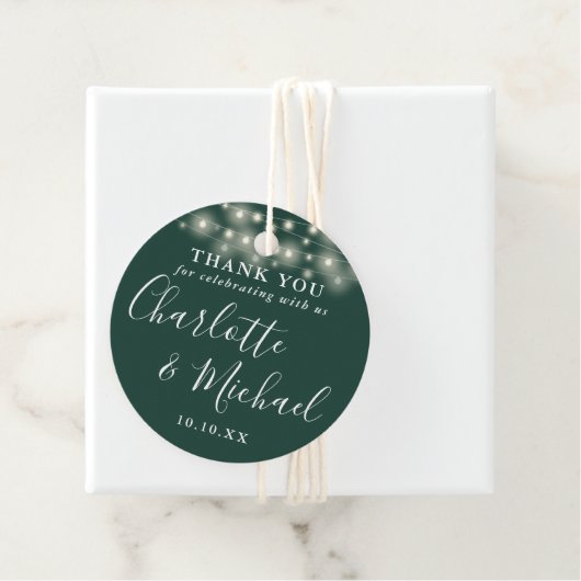 Emerald Green Script String Lights Vielen Dank Geschenkanhänger (Beispiel)