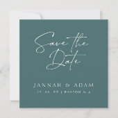 Emerald Green Script Typografy Foto Wedding Save The Date (Vorderseite)