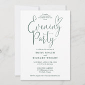 Emerald Green Script Wedding Abend Party Einladung (Vorderseite)