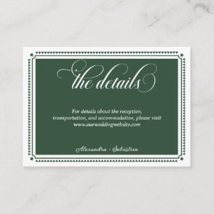 Emerald Green Script Western Rustic Wedding Detail Begleitkarte