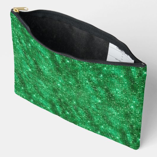 Emerald Green Sequin Pattern Zubehörtasche (Offen)