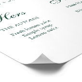 Emerald Green Signature Drink wedding sign Poster (Ecke)