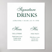 Emerald Green Signature Drink wedding sign Poster (Vorne)