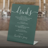 Emerald Green Signature Script Wedding Drinks Menü Sockelschild