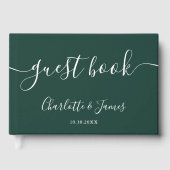 Emerald Green Signature Script Wedding Gästebuch (Vorderseite)