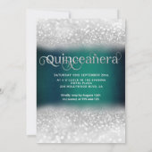 Emerald Green Silber Glitzer Schmetterling Einladung (Rückseite)