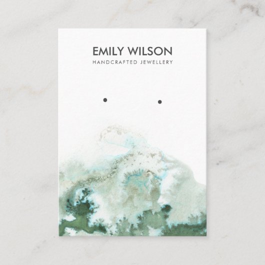 Emerald Green Silver Agate Earring Display Card Visitenkarte (Vorderseite)