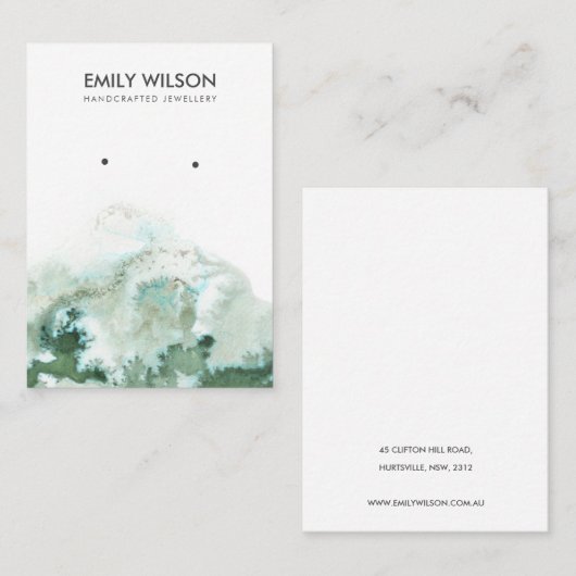 Emerald Green Silver Agate Earring Display Card Visitenkarte (Vorne/Hinten)