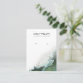 Emerald Green Silver Agate Earring Display Card Visitenkarte (Stehend Vorderseite)