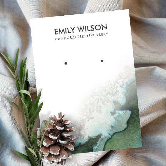 Emerald Green Silver Agate Earring Display Card Visitenkarte