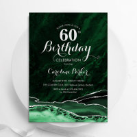 Emerald Green Silver Agate Marble 60. Geburtstag