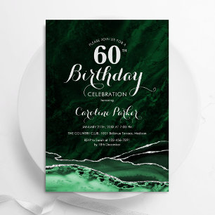 Emerald Green Silver Agate Marble 60. Geburtstag Einladung