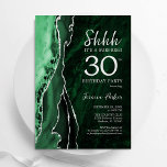 Emerald Green Silver Agate Überraschung 30. Geburt Einladung<br><div class="desc">Smaragdgrün und silberfarben überraschen 30. Geburtstag Party Einladung. Elegantes modernes Design mit Aquarellfarben-marmorgeode Hintergrund,  Imitate Glitzer Silber und Typografie Skript-Schriftart. Die trendige Einladungskarte eignet sich perfekt für eine stilvolle Damenfeier. Gedruckte Zazzle Einladungen oder Sofortdownload digitalen druckbaren Vorlage.</div>