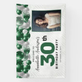 Emerald Green Silver Balloon Glitzer Foto Willkomm Banner (Vertikal)