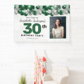 Emerald Green Silver Balloon Glitzer Foto Willkomm Banner (InSitu)