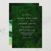 Emerald Green & Silver Calligraphie Einladung (Vorne/Hinten)