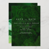 Emerald Green & Silver Calligraphie Save the Date Einladung (Vorne/Hinten)