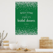 Emerald Green Silver Confetti Brautparty Poster (Küche)
