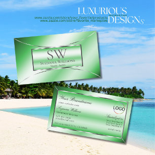 Emerald Green Silver Decke mit Monogram und Logo Visitenkarte