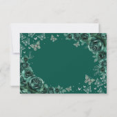 Emerald Green Silver Floral Quinceanera Reply RSVP Karte (Rückseite)