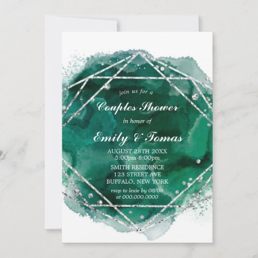 Emerald Green Silver Geometric Couples Dusche (Vorderseite)