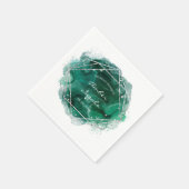 Emerald Green Silver Geometric Watercolor Wedding Serviette (Ecke)