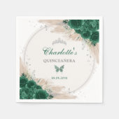 Emerald Green Silver Quinceanera Miss Quince 15 Serviette (Vorderseite)
